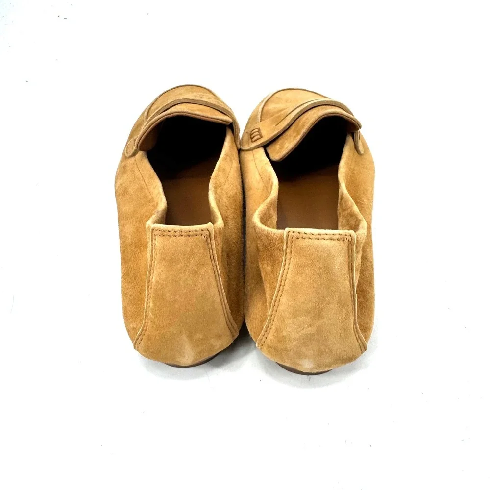 NEW Reqins Hema Cuir Velours CC Camel Suede Penny Loafers Flats TT-07546 Size 39 - Picture 3 of 5